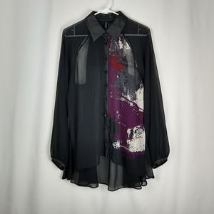 Bisou Bisou Black Faux Leather Sheer Top Jacket